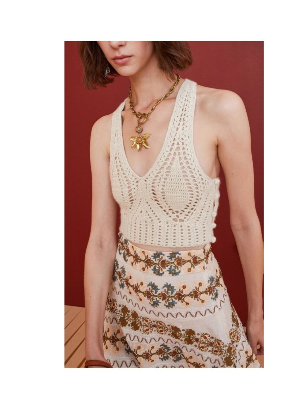 Ulla Johnson Belle Bra Top / Small / Cream Crochet Cropped Knit Resort Beach